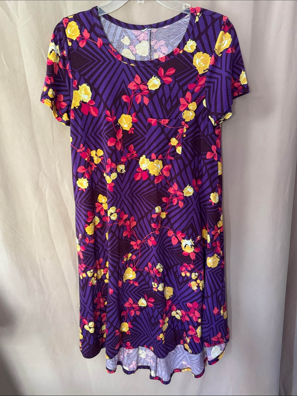 LulaRoe Carly Purple Floral Short Sleeve Women's Dress
